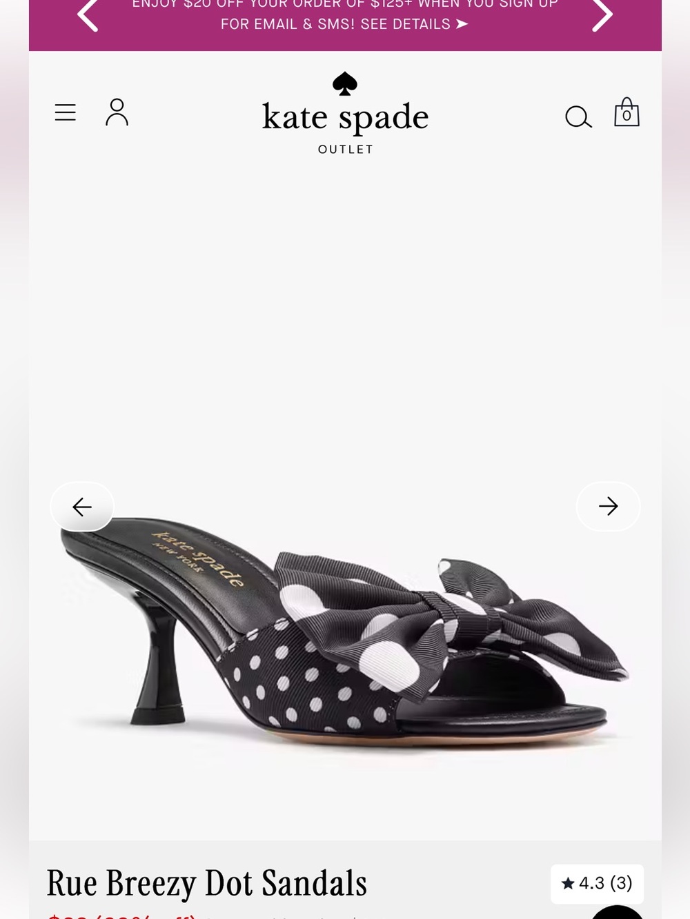 kate spade Black & White Polka Dot Bow Mule